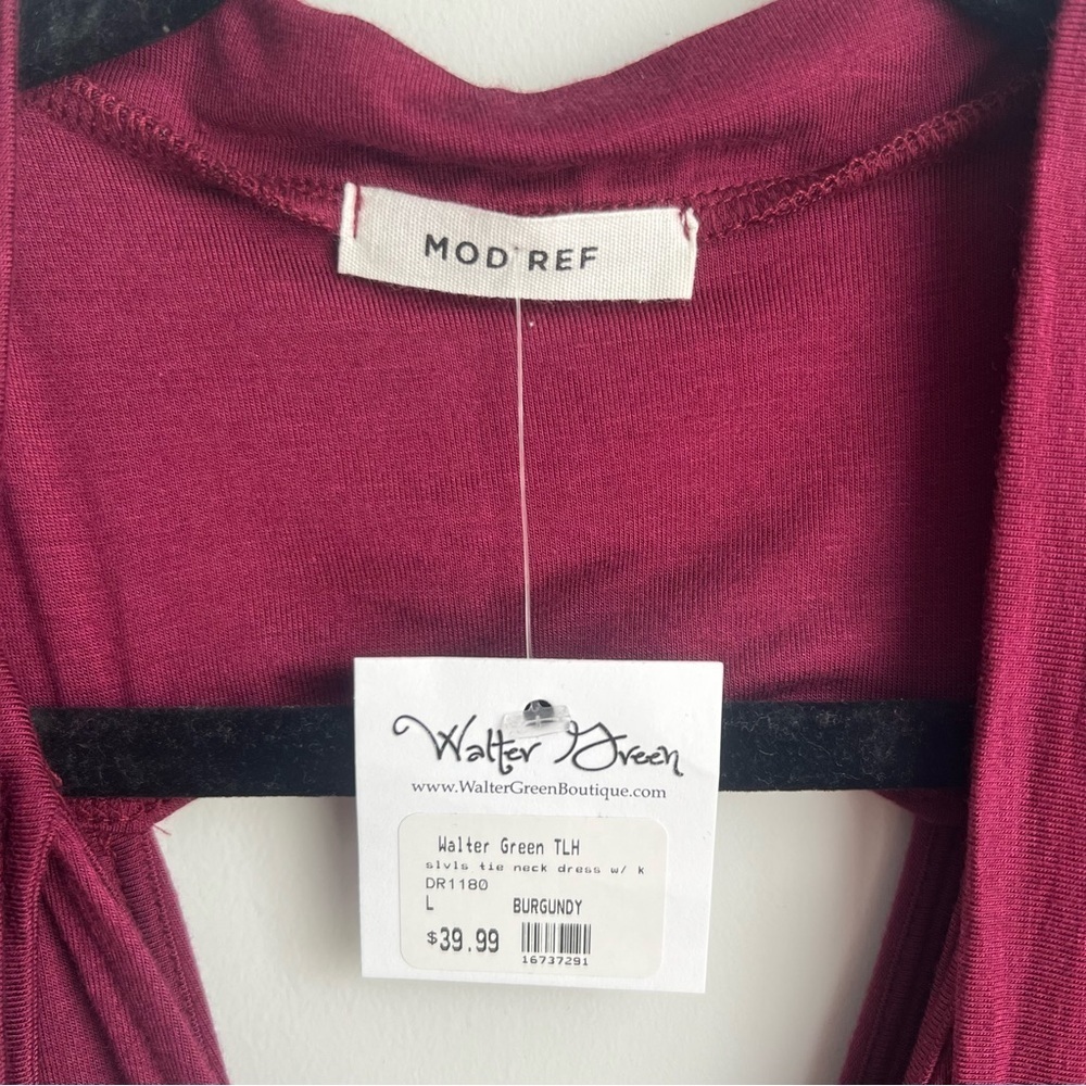 NWT Mod Ref Burgundy Dress with Tie Front & Cut Out Details - Large - Picture 4 of 12